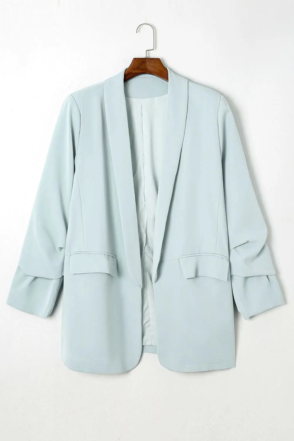 Sky blue plus size lapel blazer - Love Salve